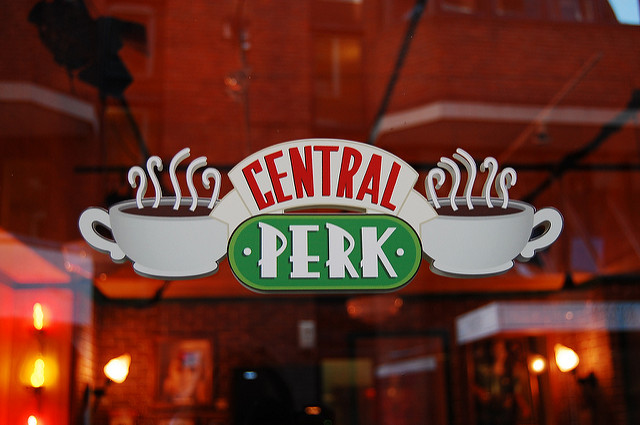 The Central Perk café sign from Friends, the iconic New York coffeehouse featured in the hit sitcom, shown as fans prepare for the show’s departure from Netflix UK.