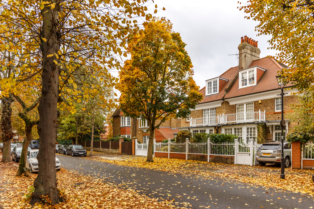 Chiswick suburb in autumn - London