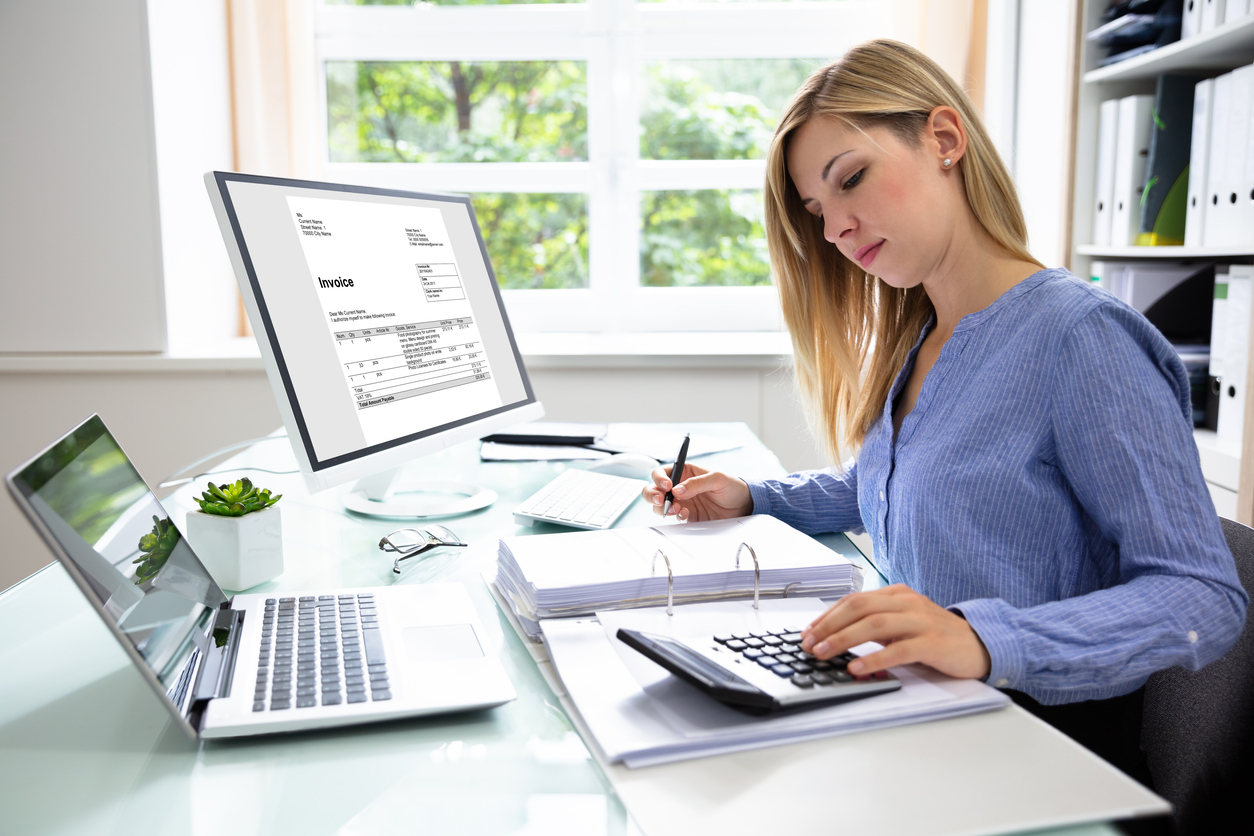 Female accountant working from home
