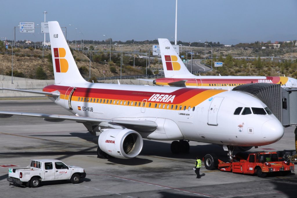 Iberia Airline Airbus A319 at Madrid Barajas Airport
