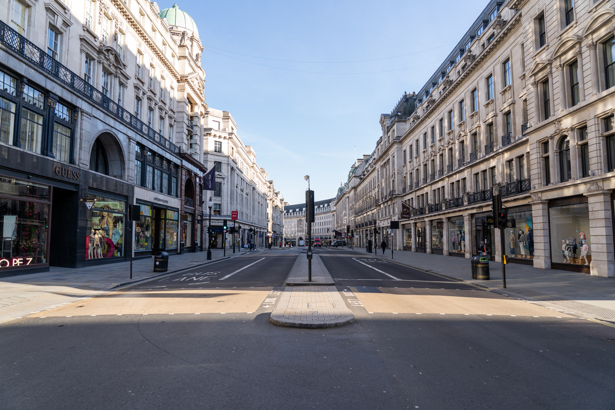 Regent Street shops empty during London lockdown