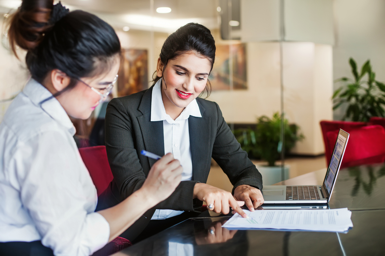 Businesswoman agreeing to the terms of a loan