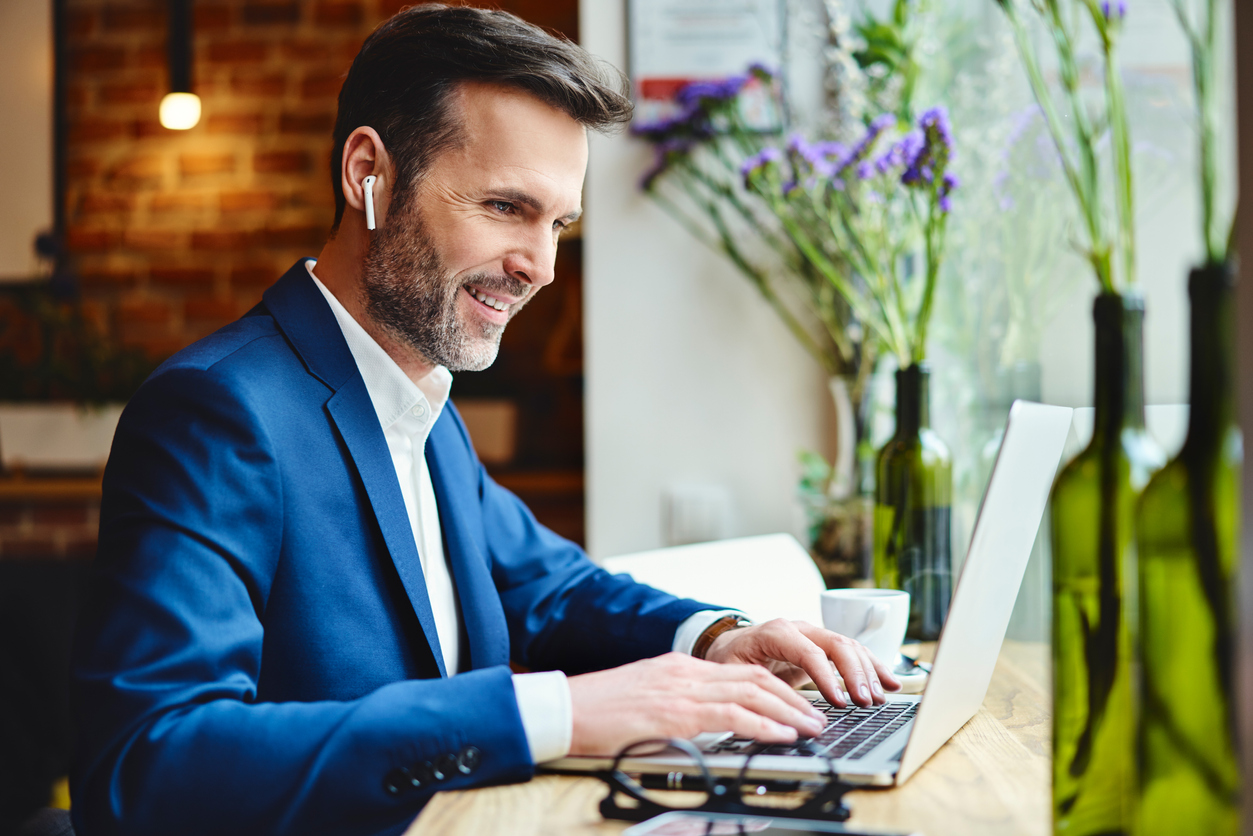 HNWI businessman in remote meeting