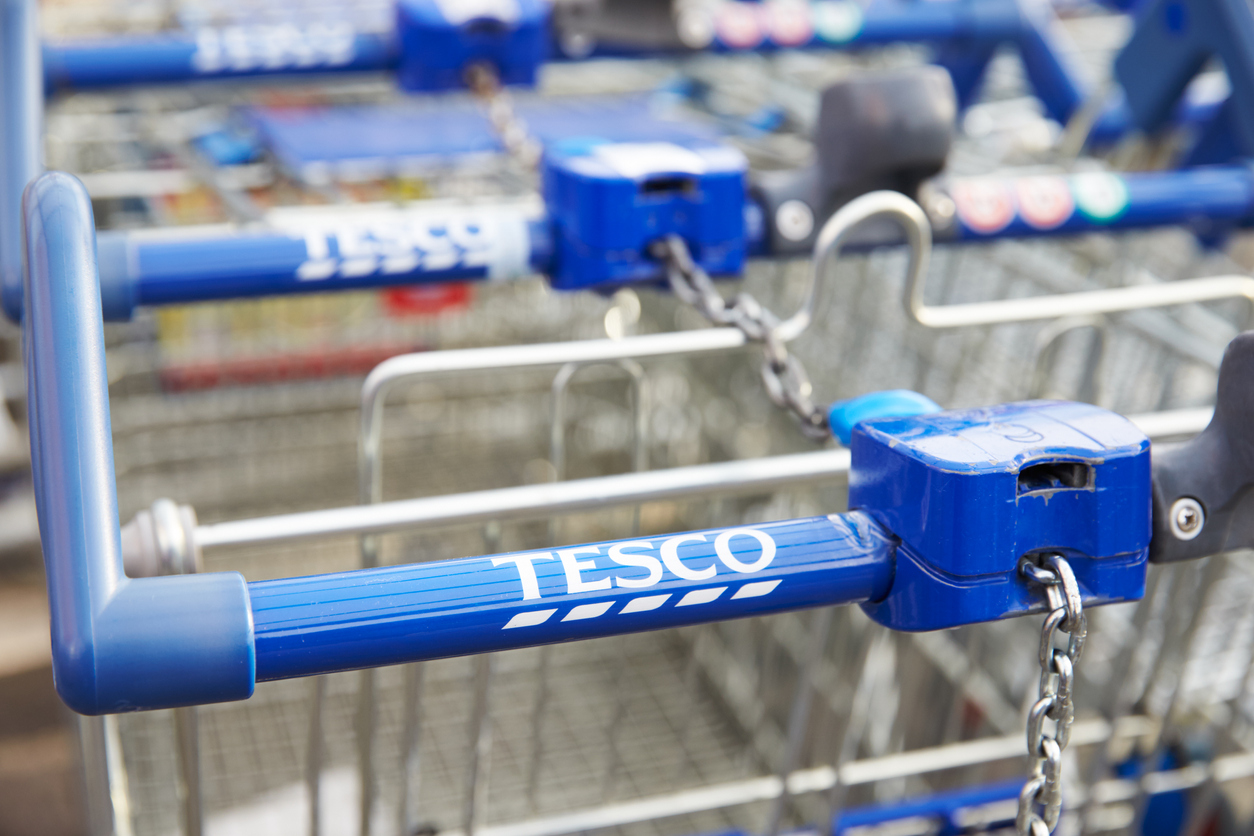 Shopping trolleys outside Tesco