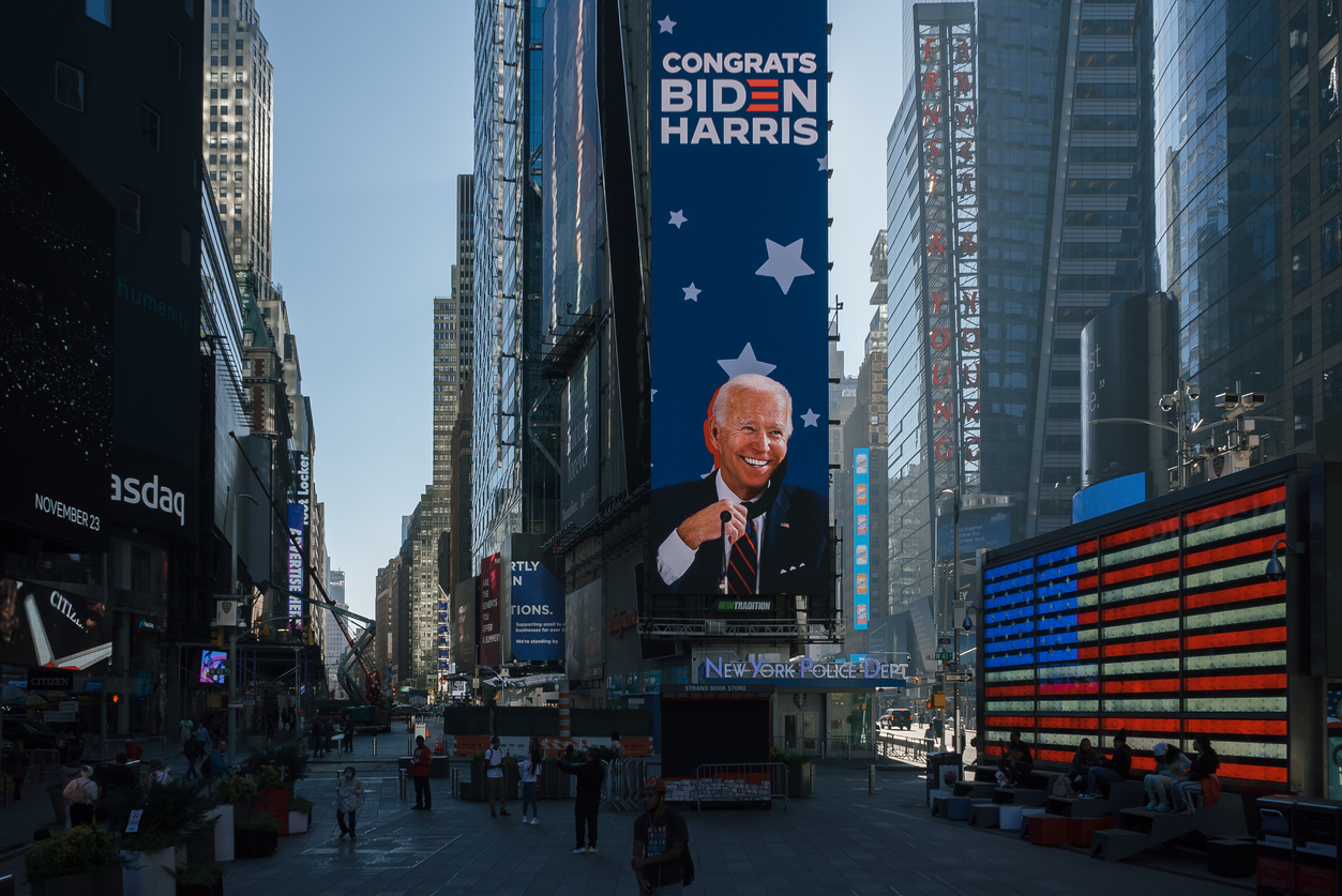 Times Square tribute to Joe Biden and Kamala Harris