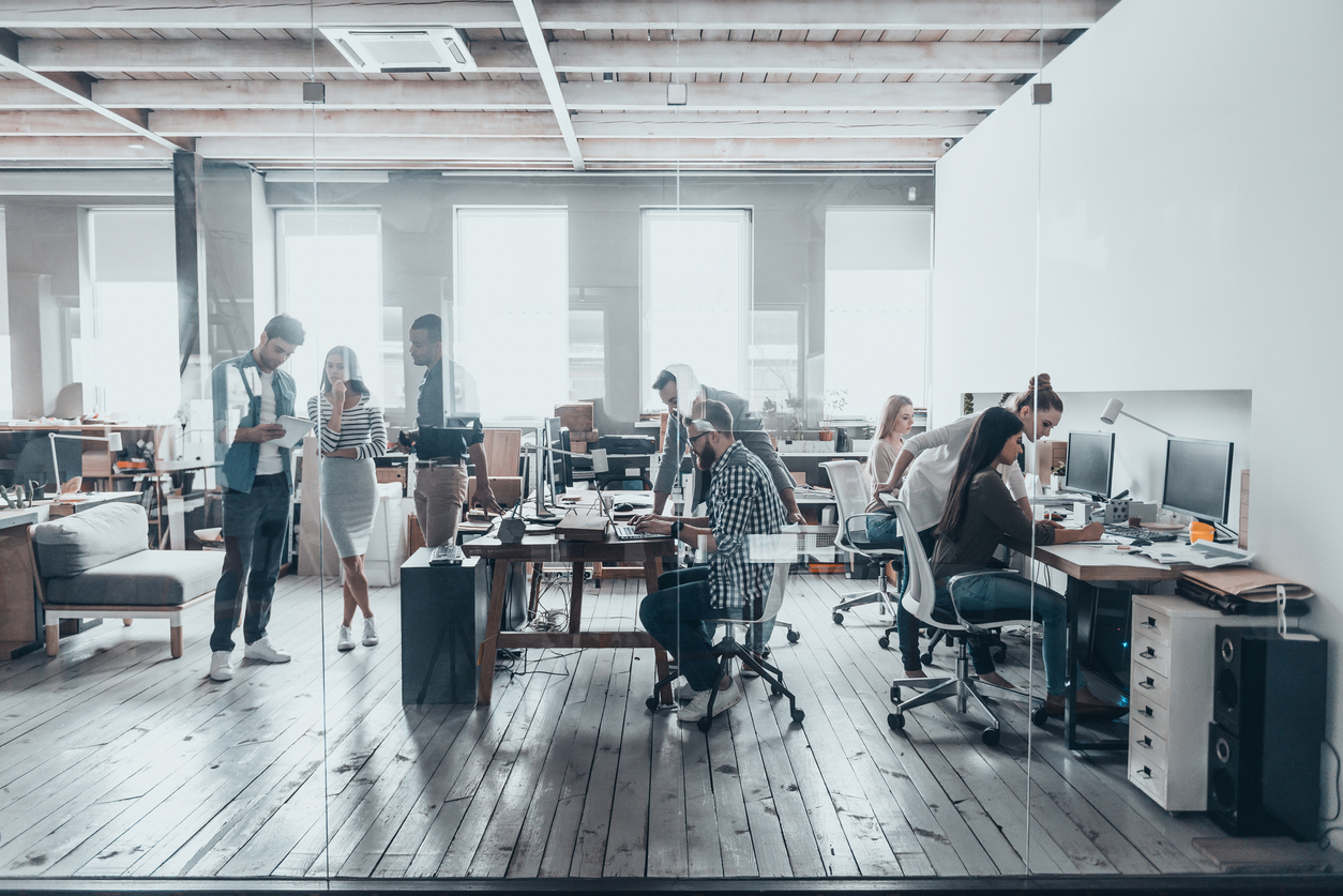 Young businesspeople in modern office