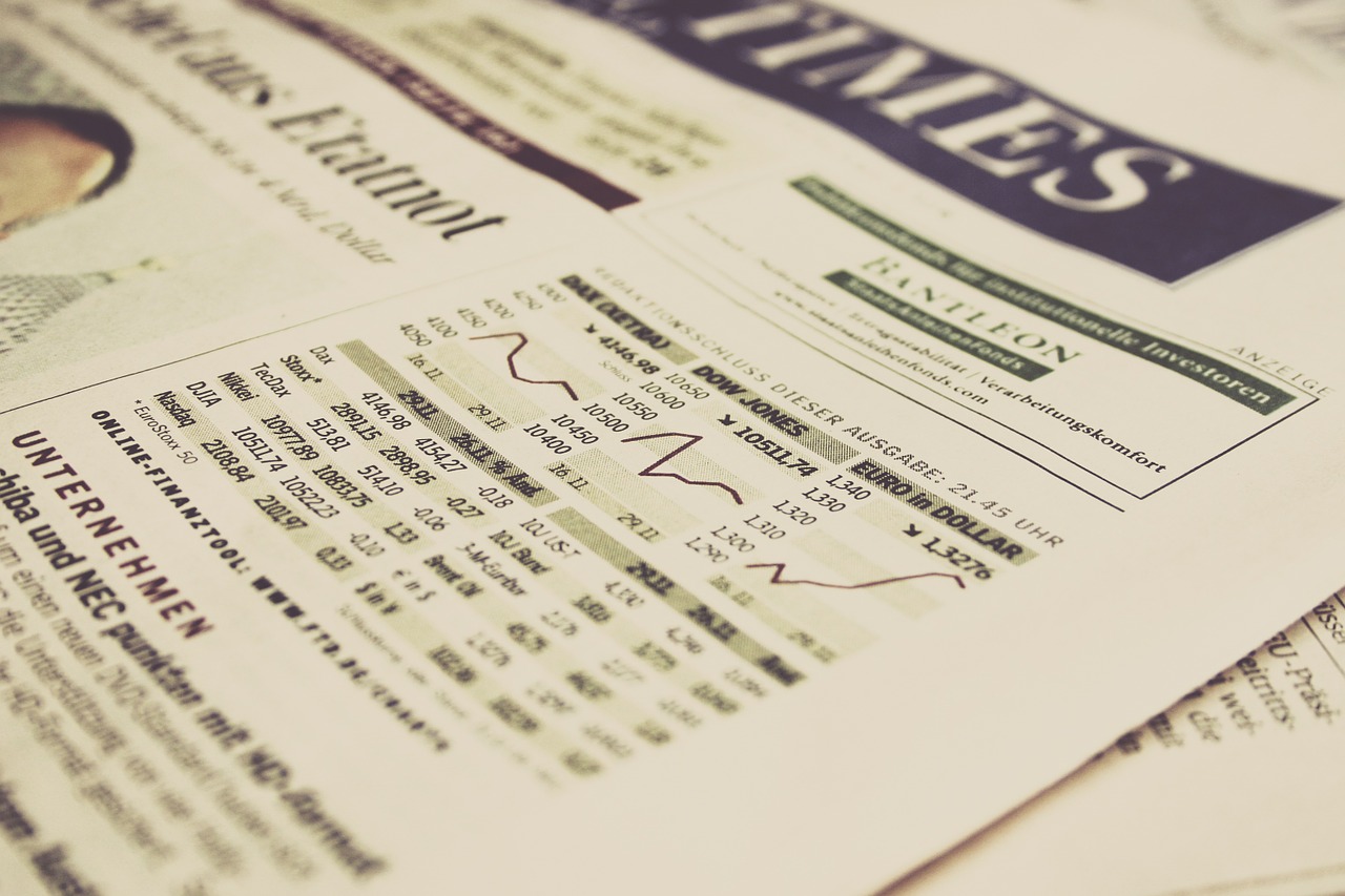 Stock information printed in newspaper