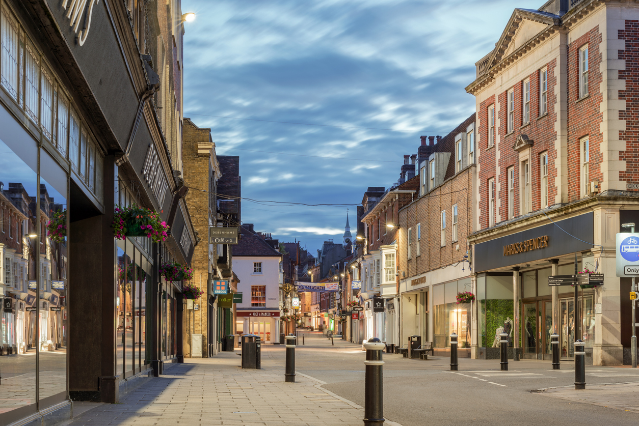 Winchester high street empty at night