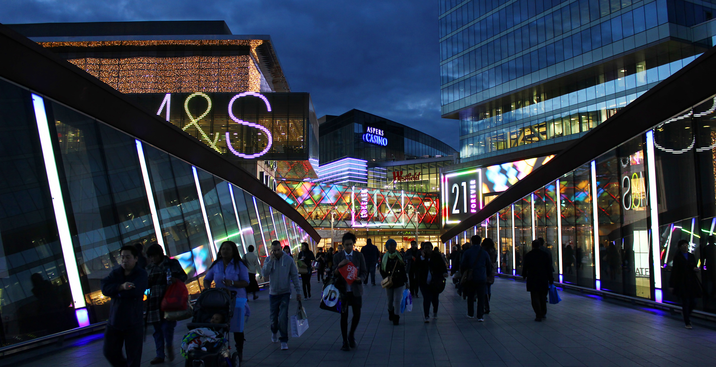 People late night shopping, UK.