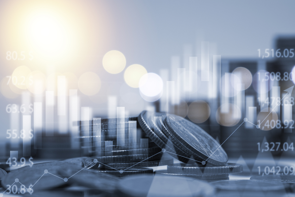 Coins stacked against investment concept