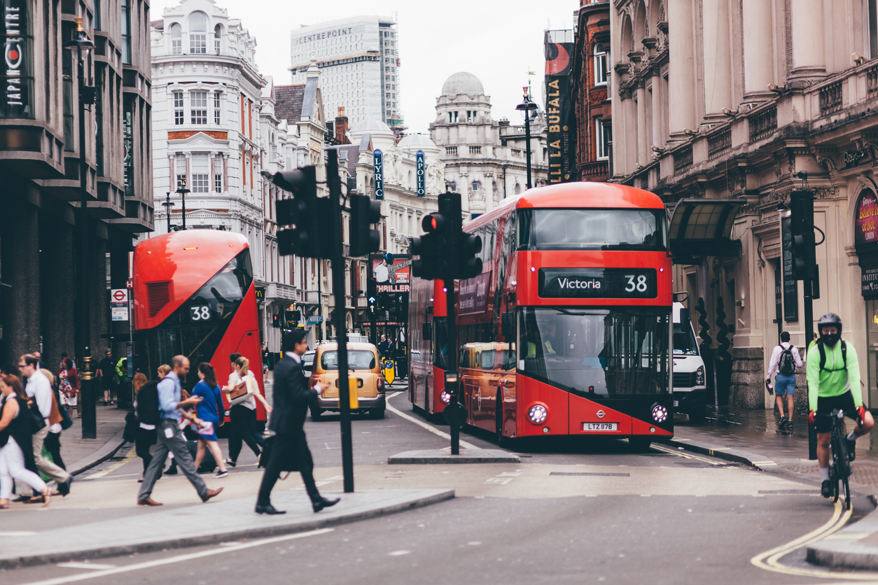 Busy London Street, UK.