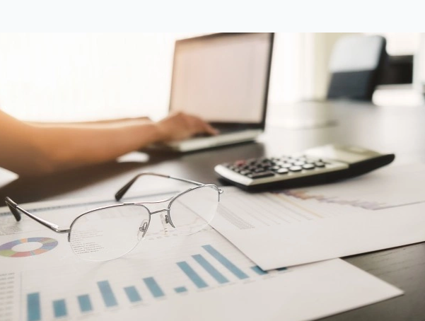 Financial advisor working at computer