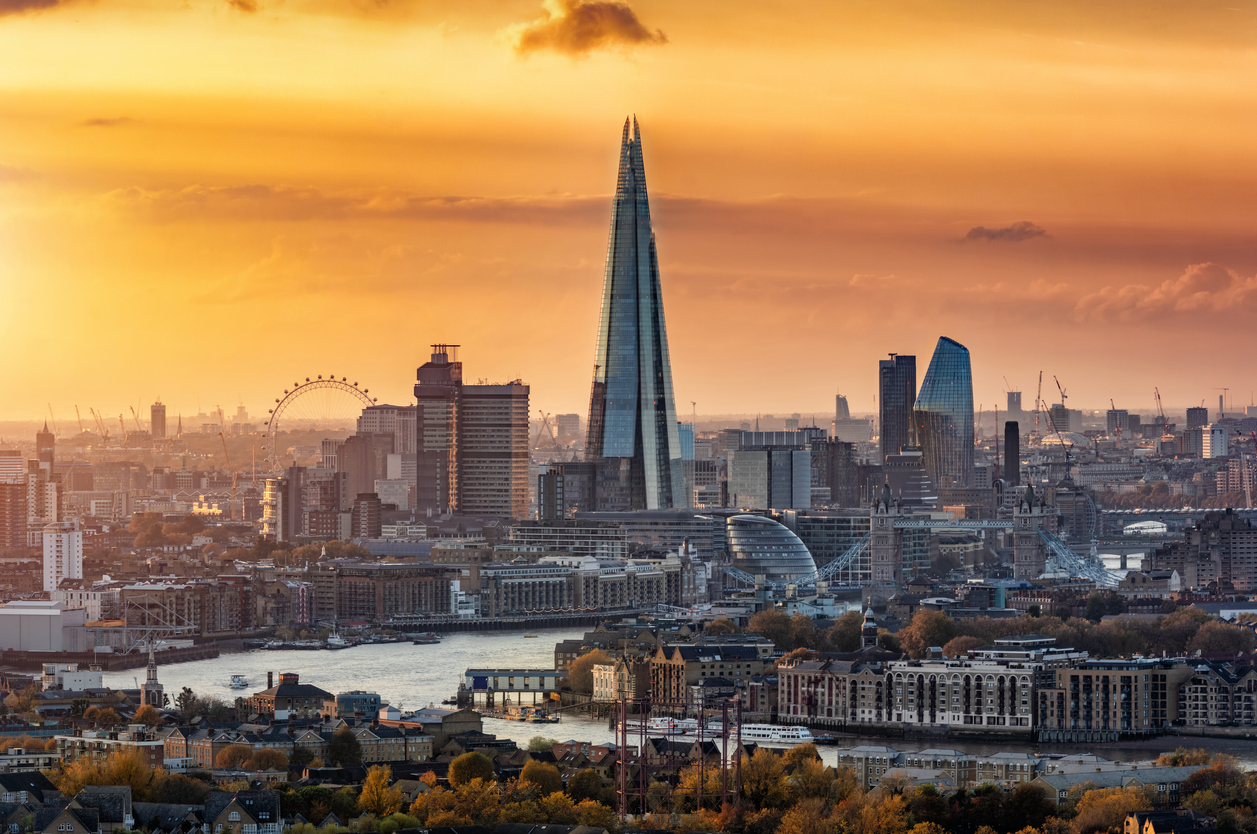 View of London skyline, UK.