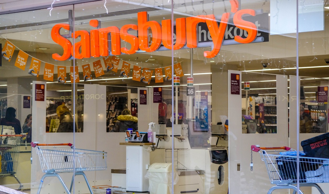 Sainsburys Logo And Exterior Supermarket Shop Front