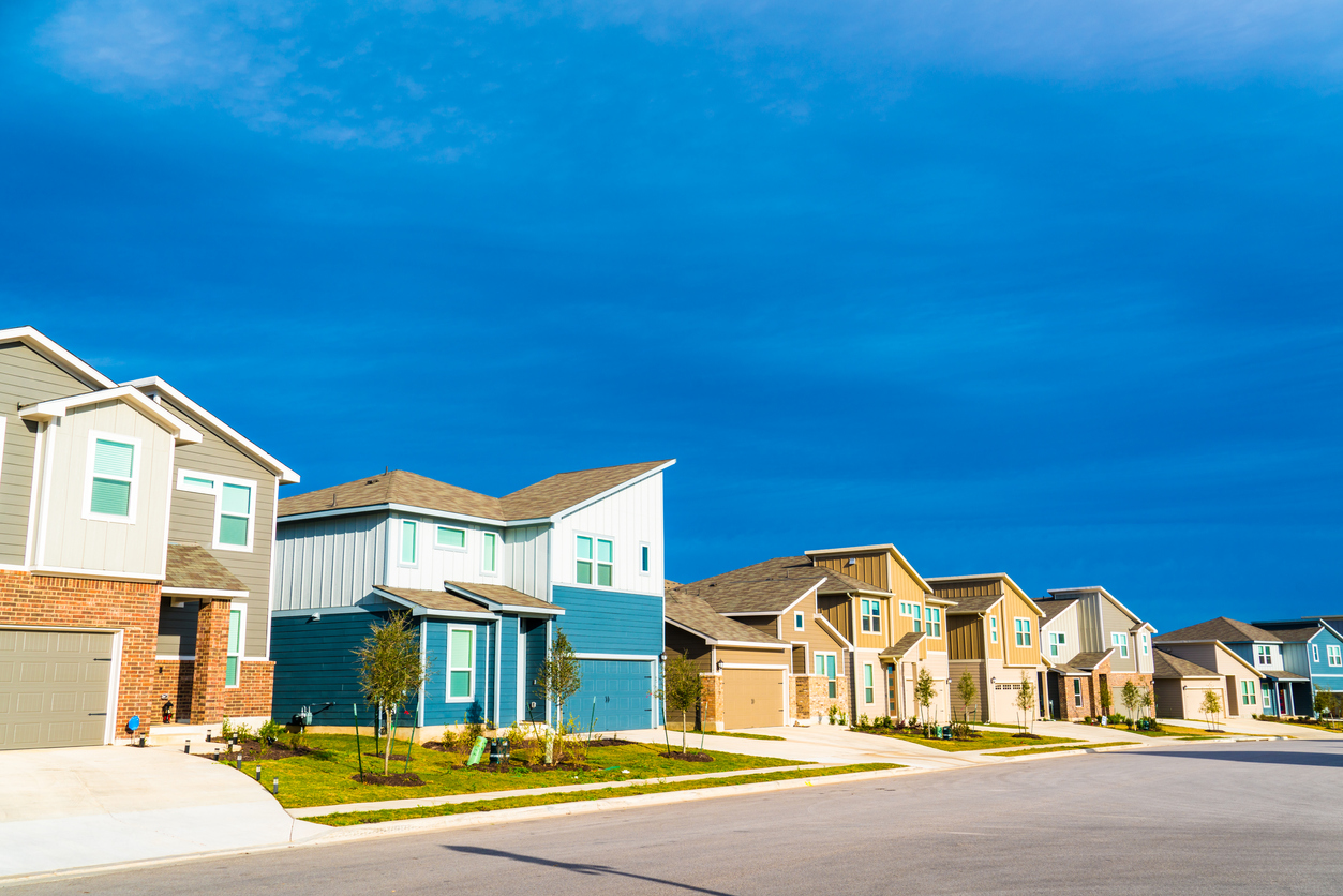 New development suburb Real estate homes and houses in Austin Texas USA