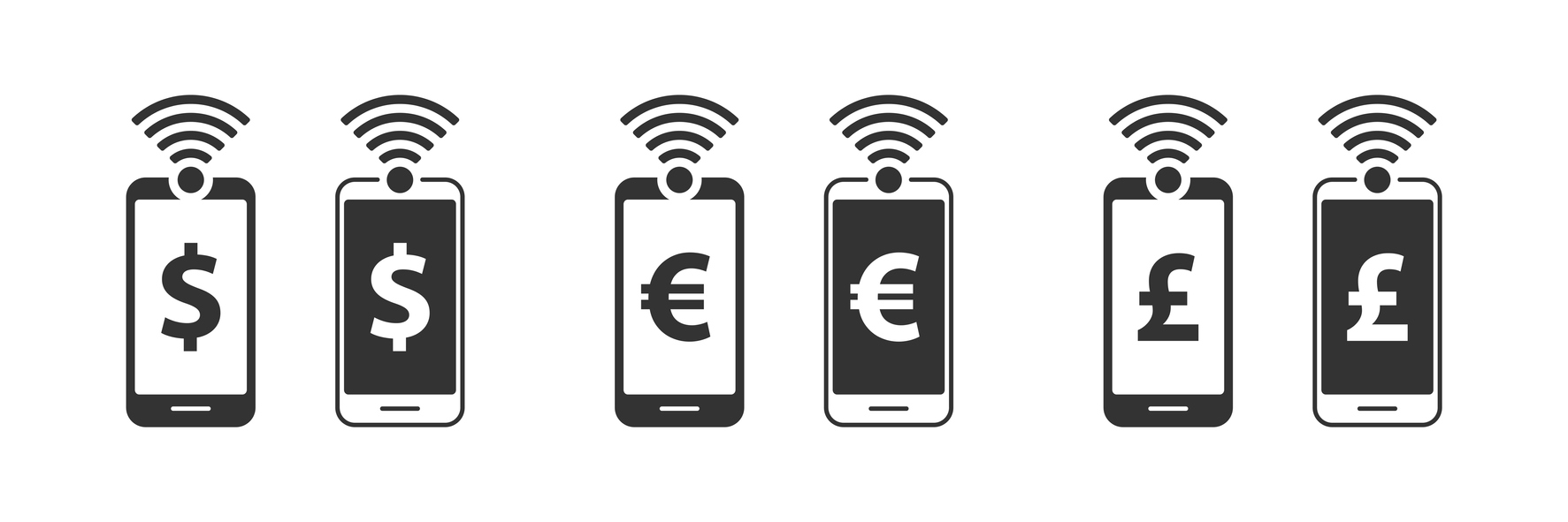 NFC payment with smartphone. Mobile phone payment icon set. Vector illustration