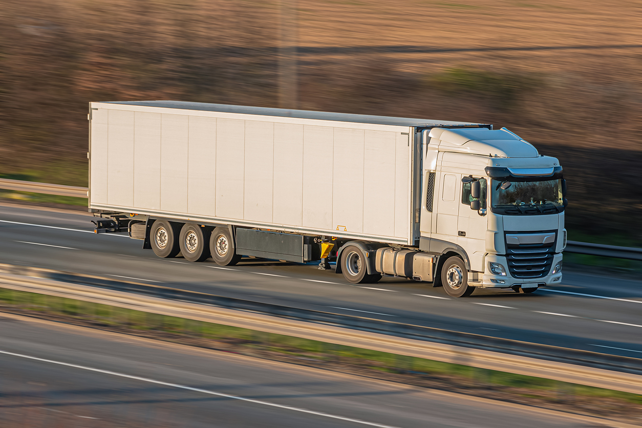 lorry in motion on the motorway