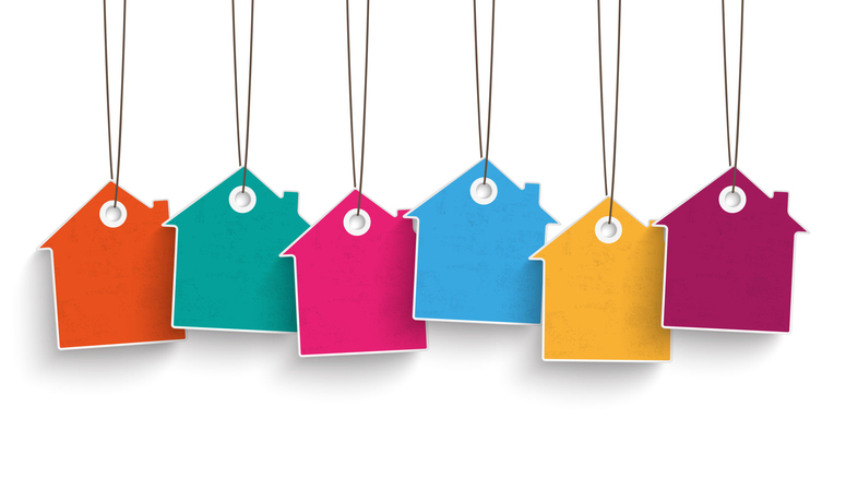 6 colored price sticker house