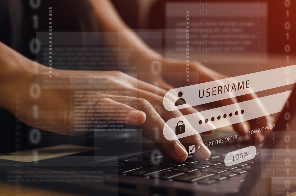 the programmer is logging in and encrypting it for security. with cybersecurity technology, website design and social security cyber concept