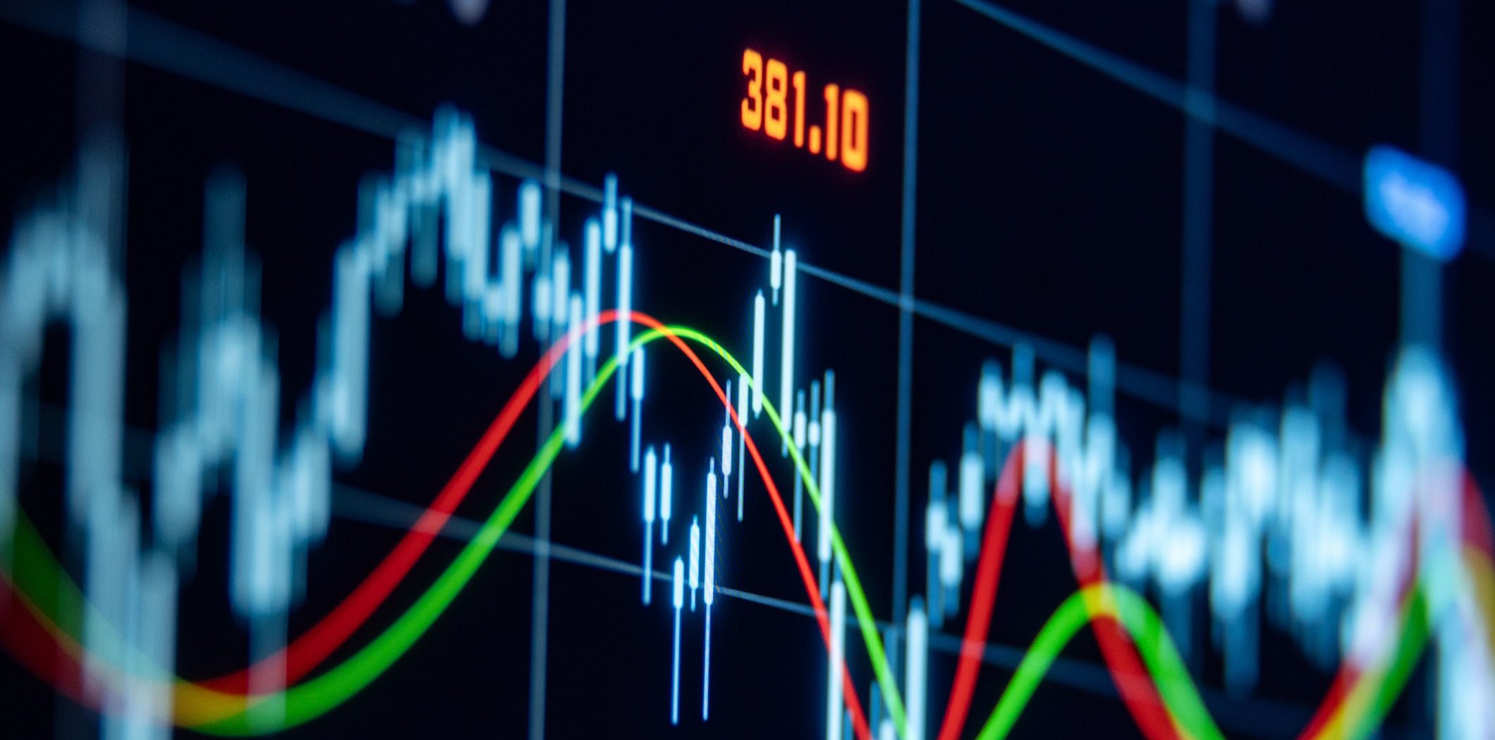 stock exchange chart on the screen.