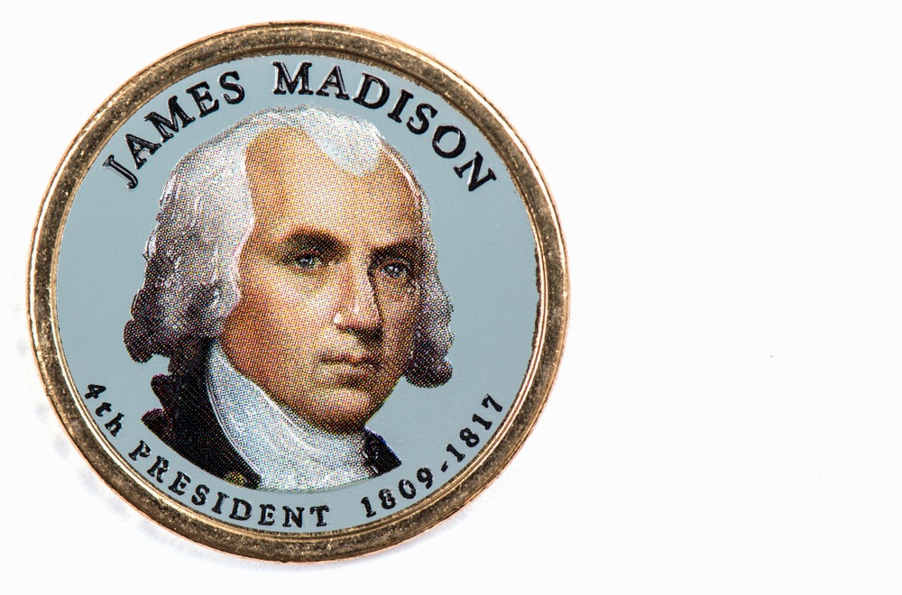 james,madison,presidential,dollar,,usa,coin,a,portrait,image,of