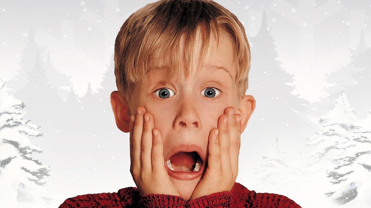 Macaulay Culkin as Kevin McCallister in Home Alone, screaming with his hands on his face after applying aftershave.
