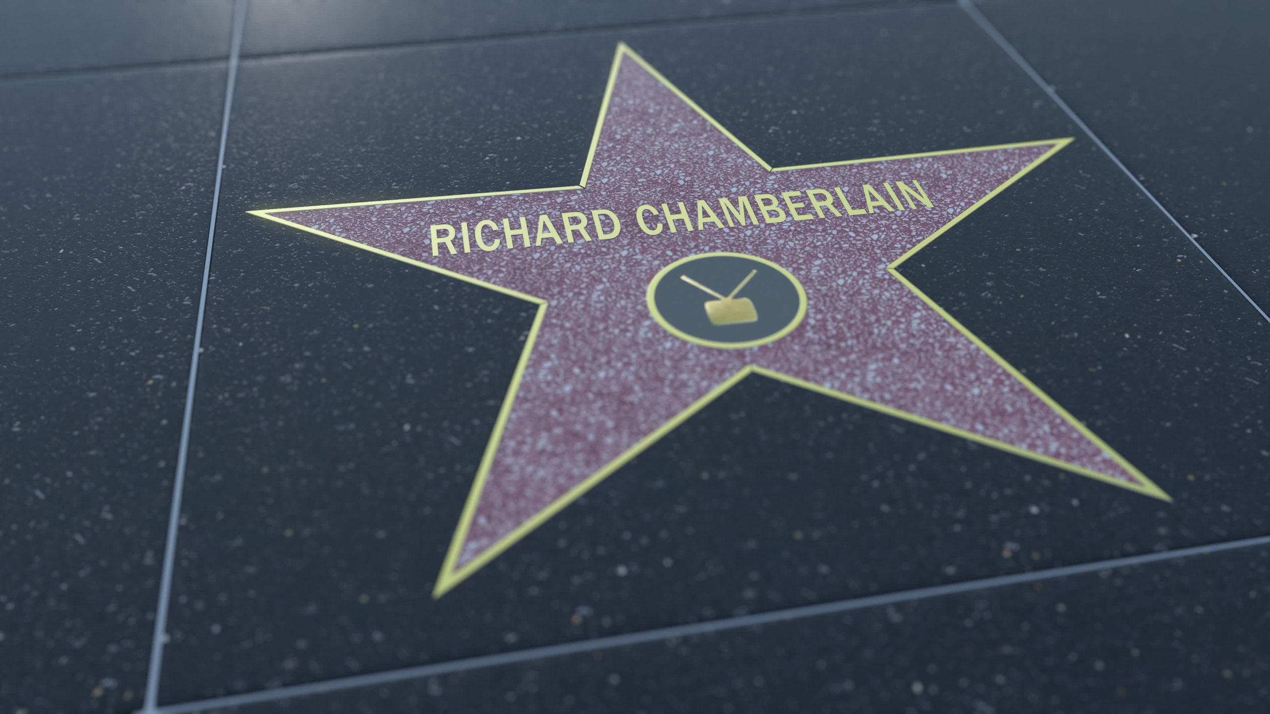 hollywood,walk,of,fame,star,with,richard,chamberlain,inscription.,editorial