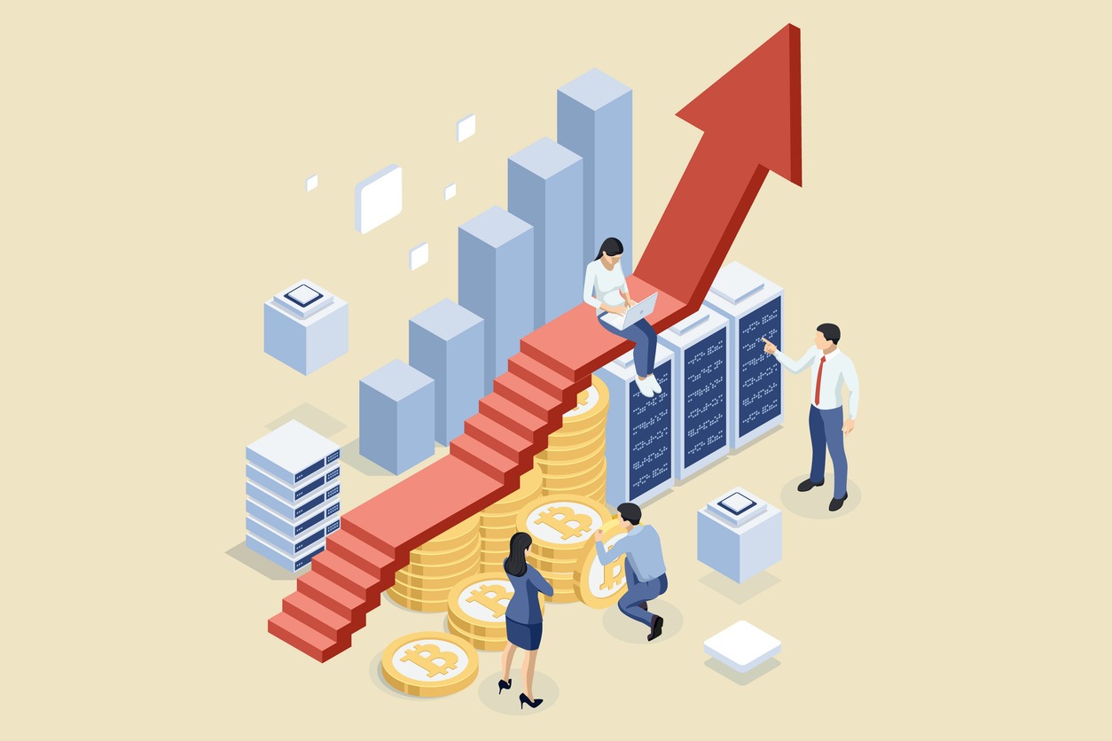 isometric digital currency adoption, blockchain technology, crypto consulting and staking and yield farming