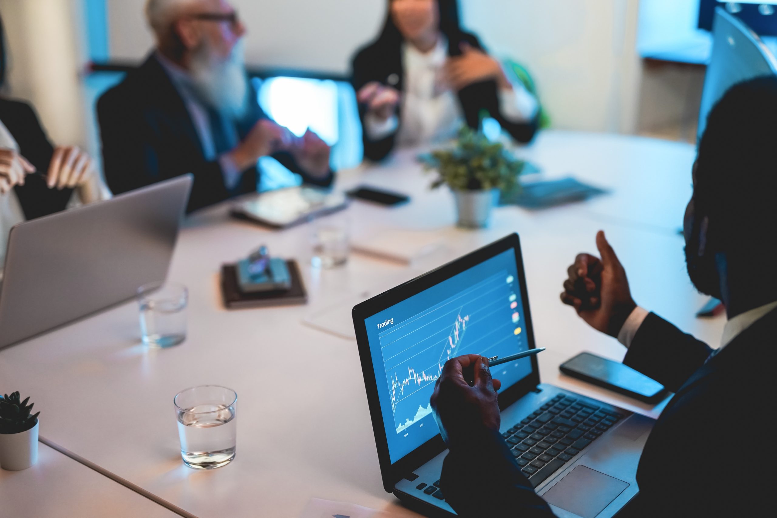 business,trader,team,doing,blockchain,analysis,inside,hedge,fund,office