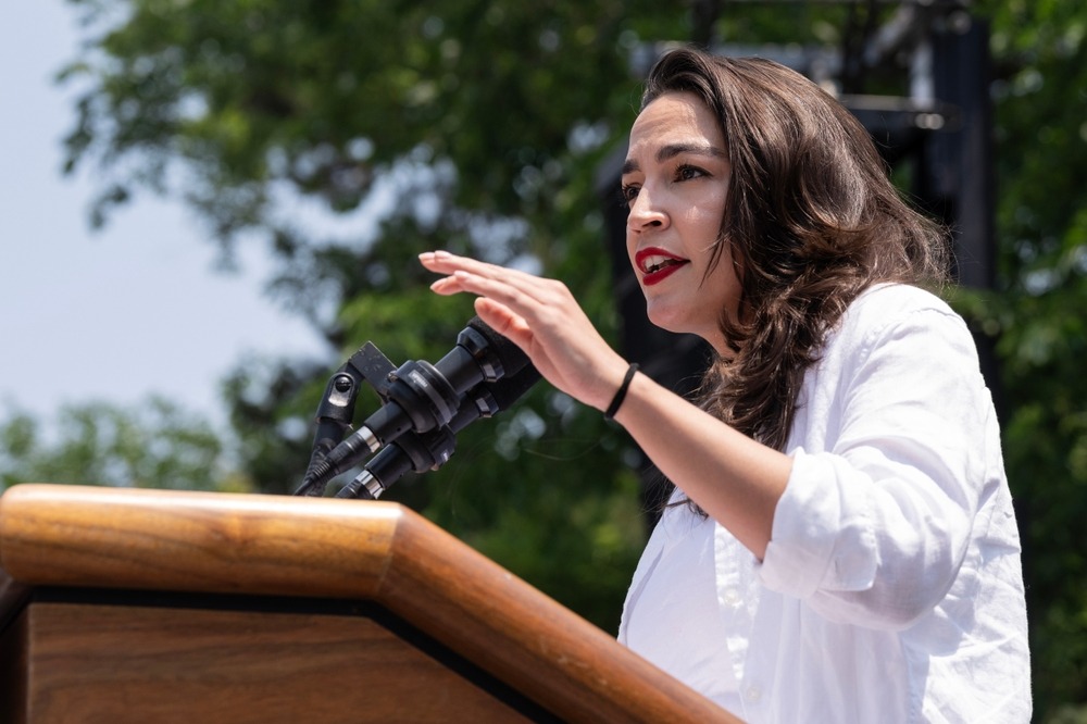 congresswoman,alexandria,ocasio cortez,speaks,at,rally,in,the,bronx,with