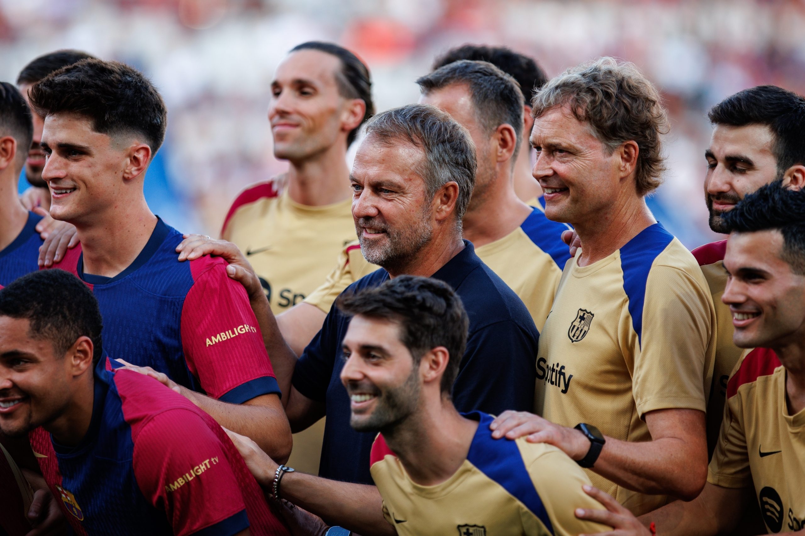 barcelona,,spain.,12th,aug,,2024.,hansi,flick,surrounded,by,the