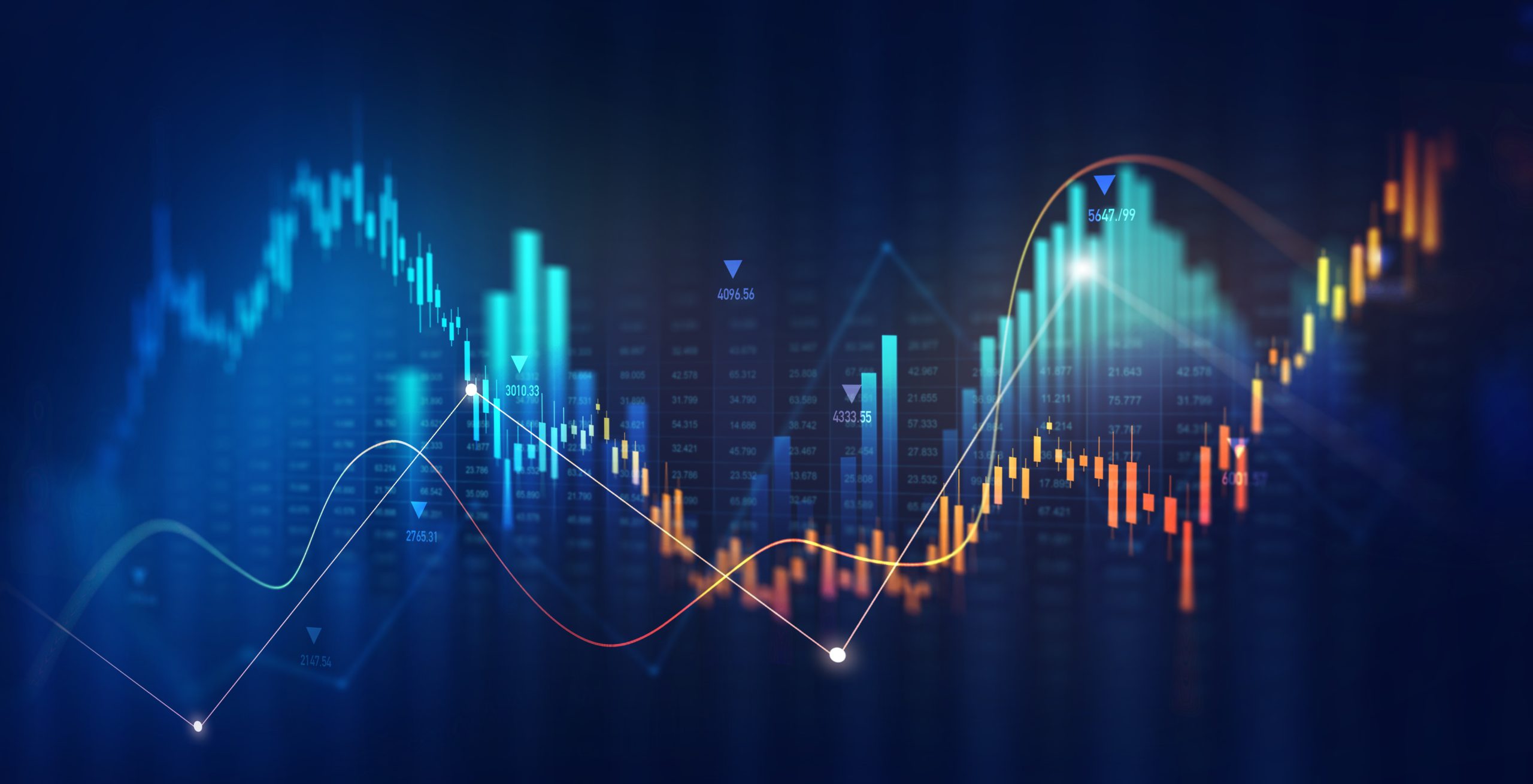 stock market investment data and analysis finance graph. business financial chart with moving up arrow graph.