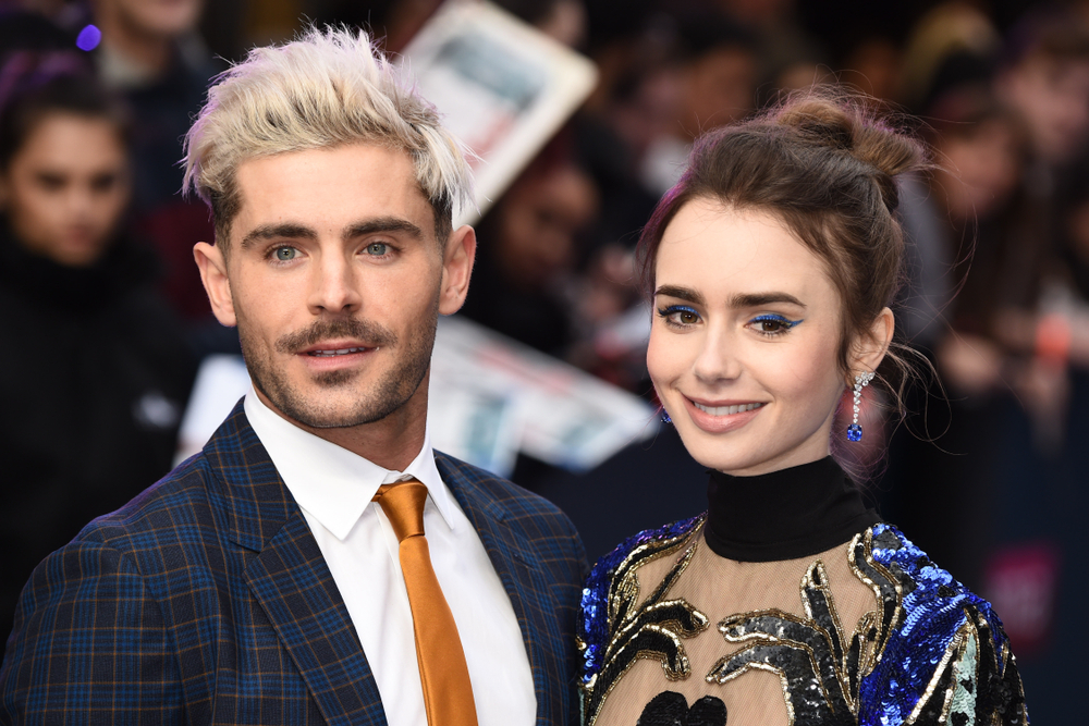 london,,uk.,april,24,,2019:,zac,efron,&,lily,collins