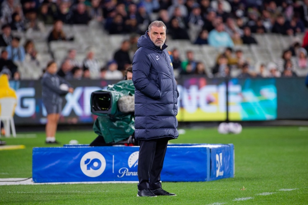 coach,,ange,postecoglou,of,tottenham,looks,on,during,the,exhibition