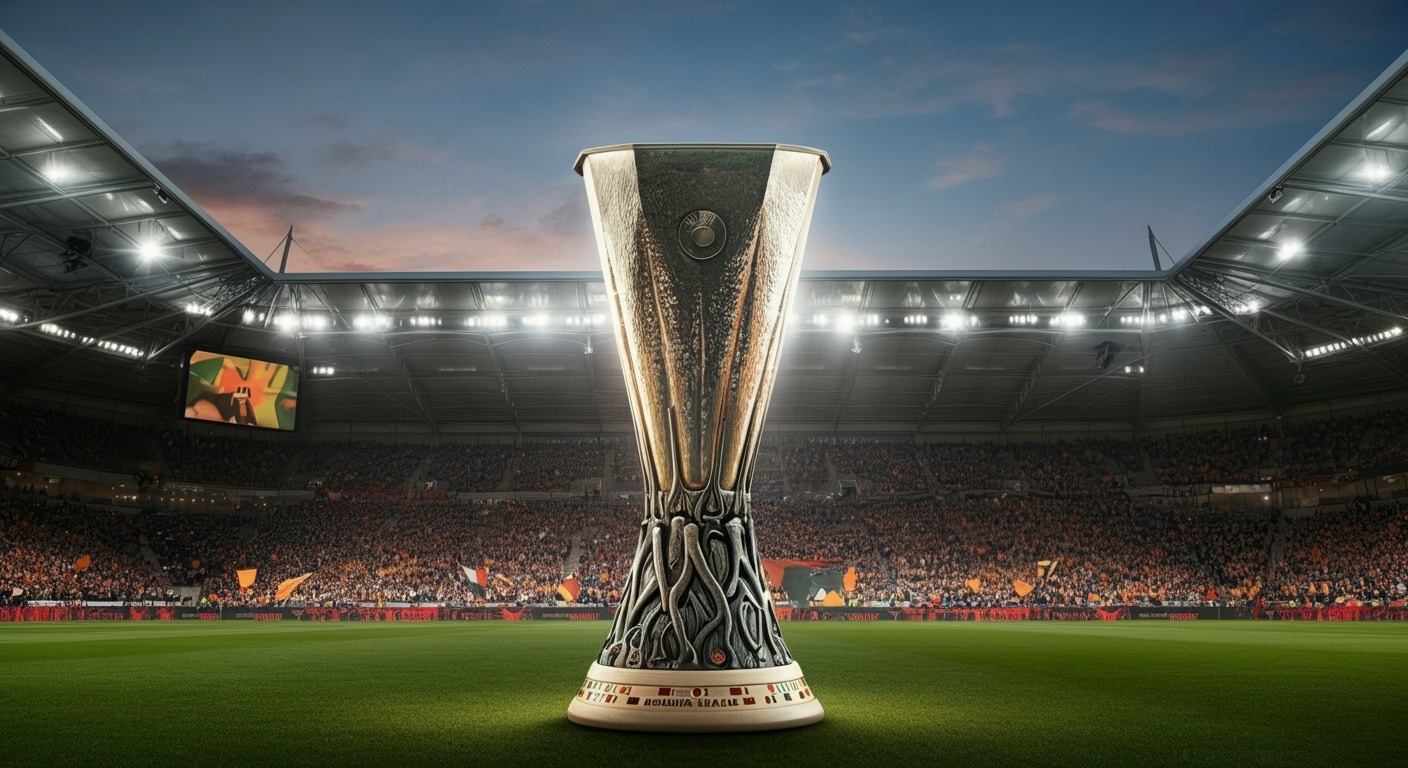 europa,league,cup,in,the,middle,of,a,soccer,stadium