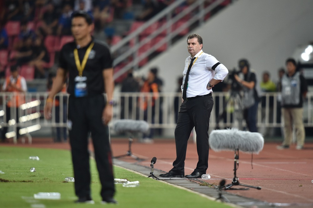 Head, trainer, an, postecoglou, (r), of, Australia, in, action, during