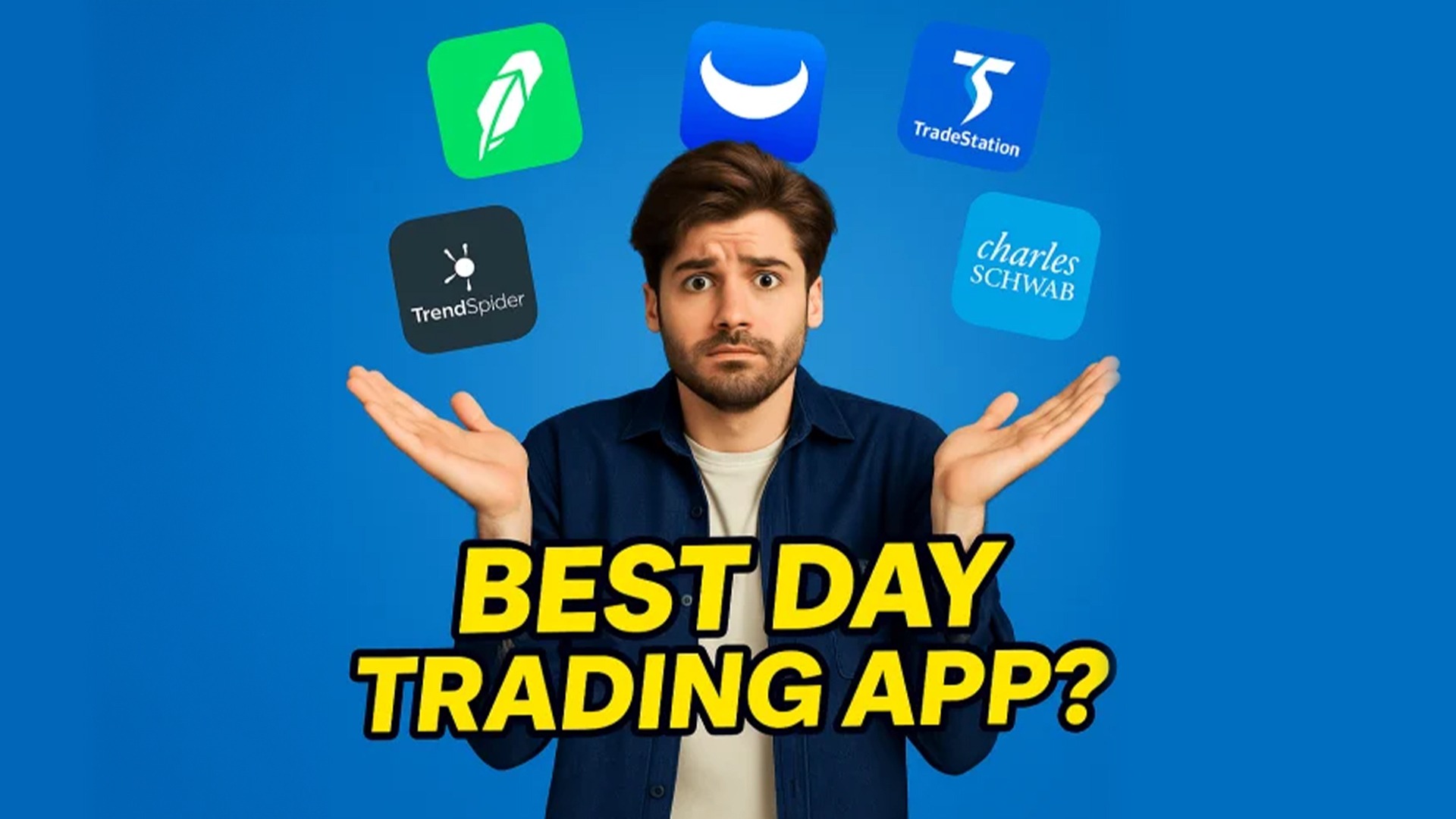 confused man worried about which trading app to use