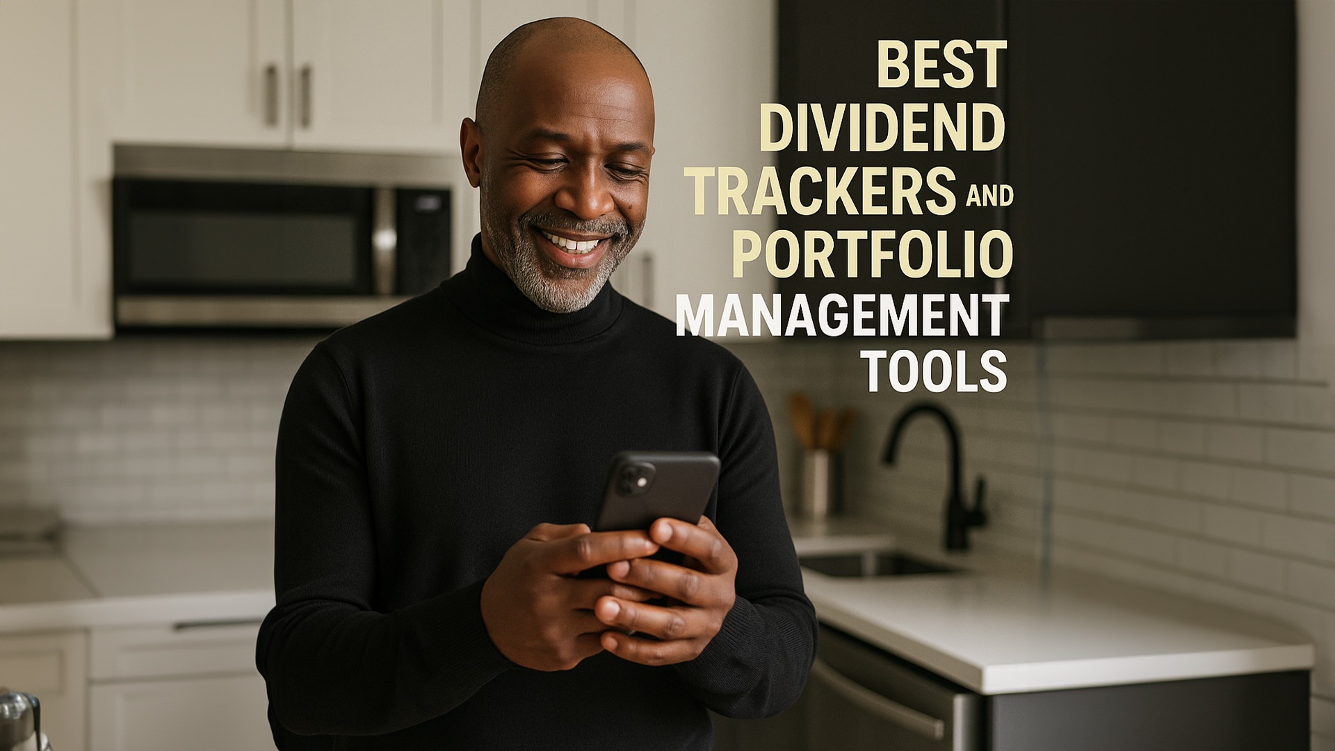 man looking at his phone happy with his investment portolio