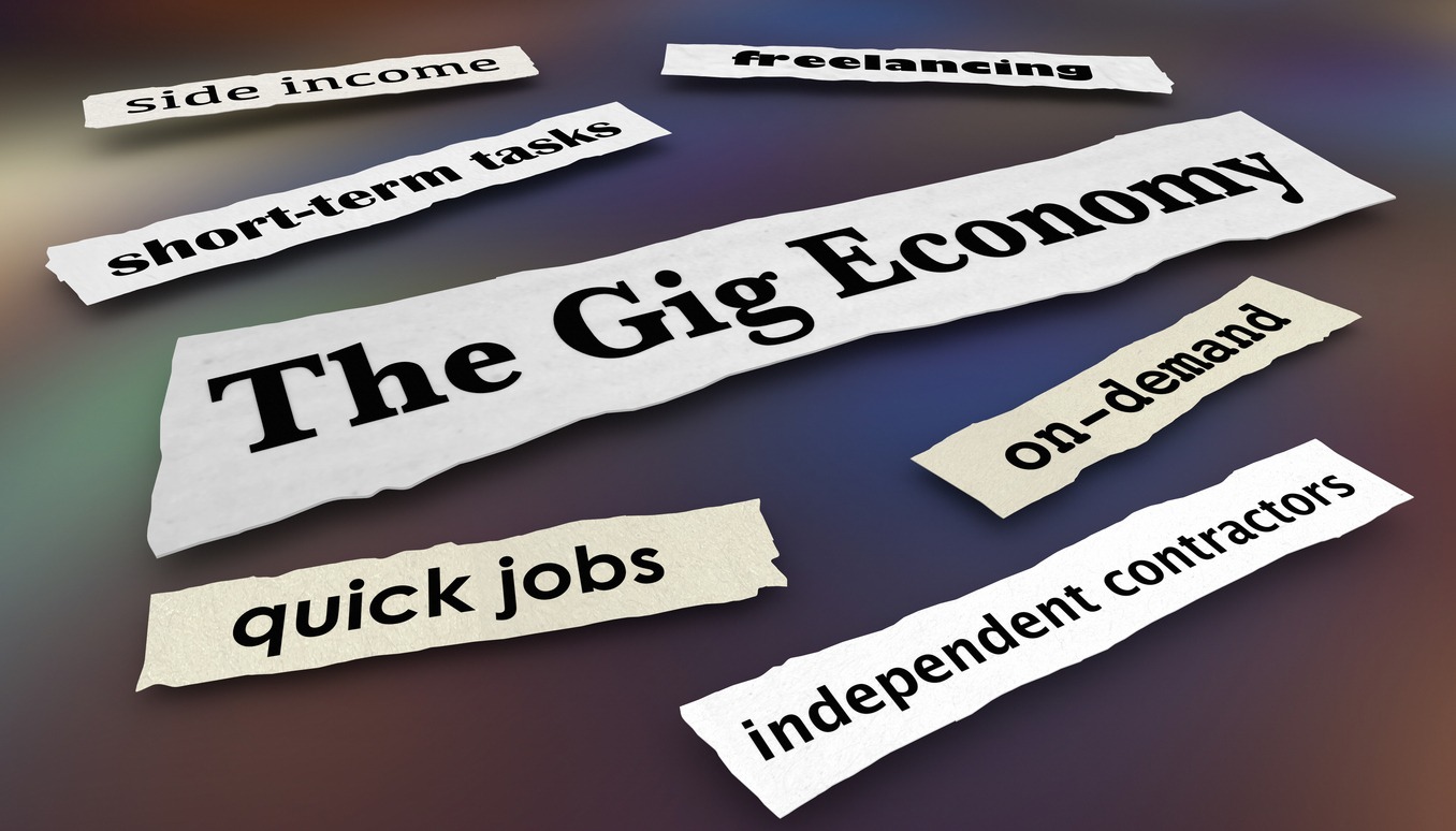 the gig economy quick jobs independent workers news headlines 3d illustration