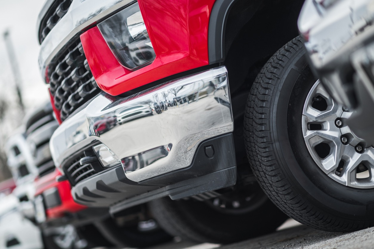 pickup trucks dealership inventory close up