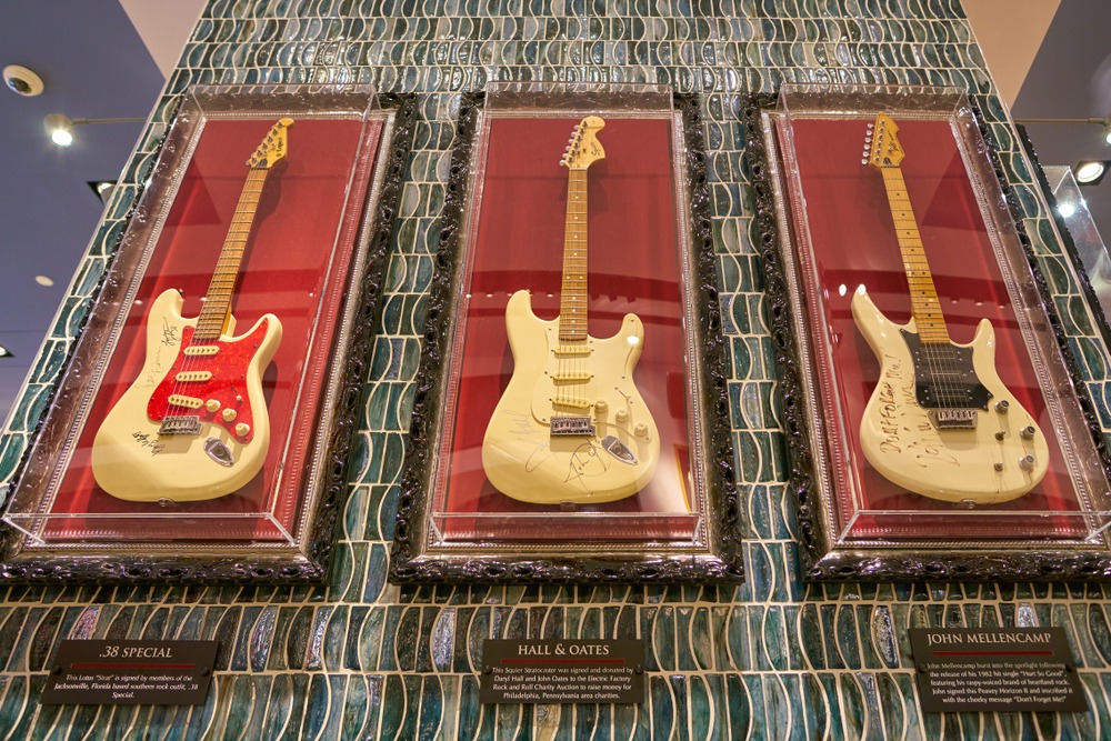 rome,,italy, ,circa,november,,2017:,guitars,on,display,at