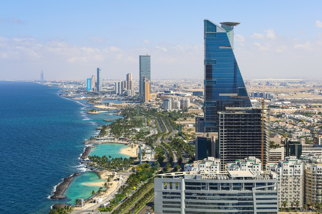 jeddah skyline arial view jeddah city saudi arabia