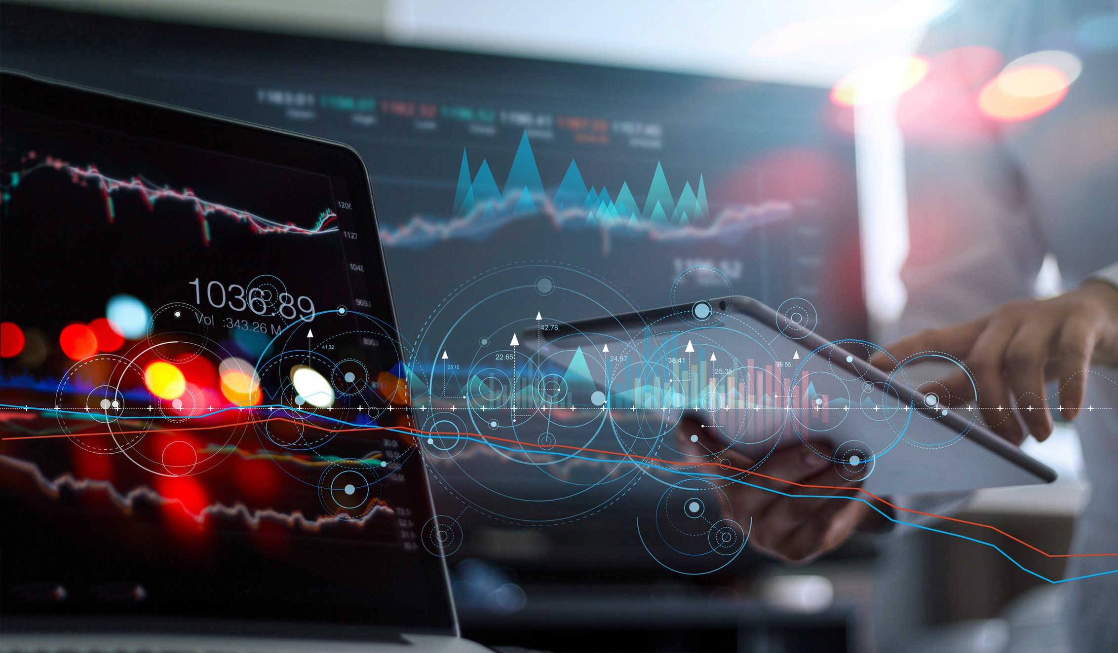 stock market and investment concept, investor analysis graph stock market trading on digital tablet, stock exchange, banking and finance.