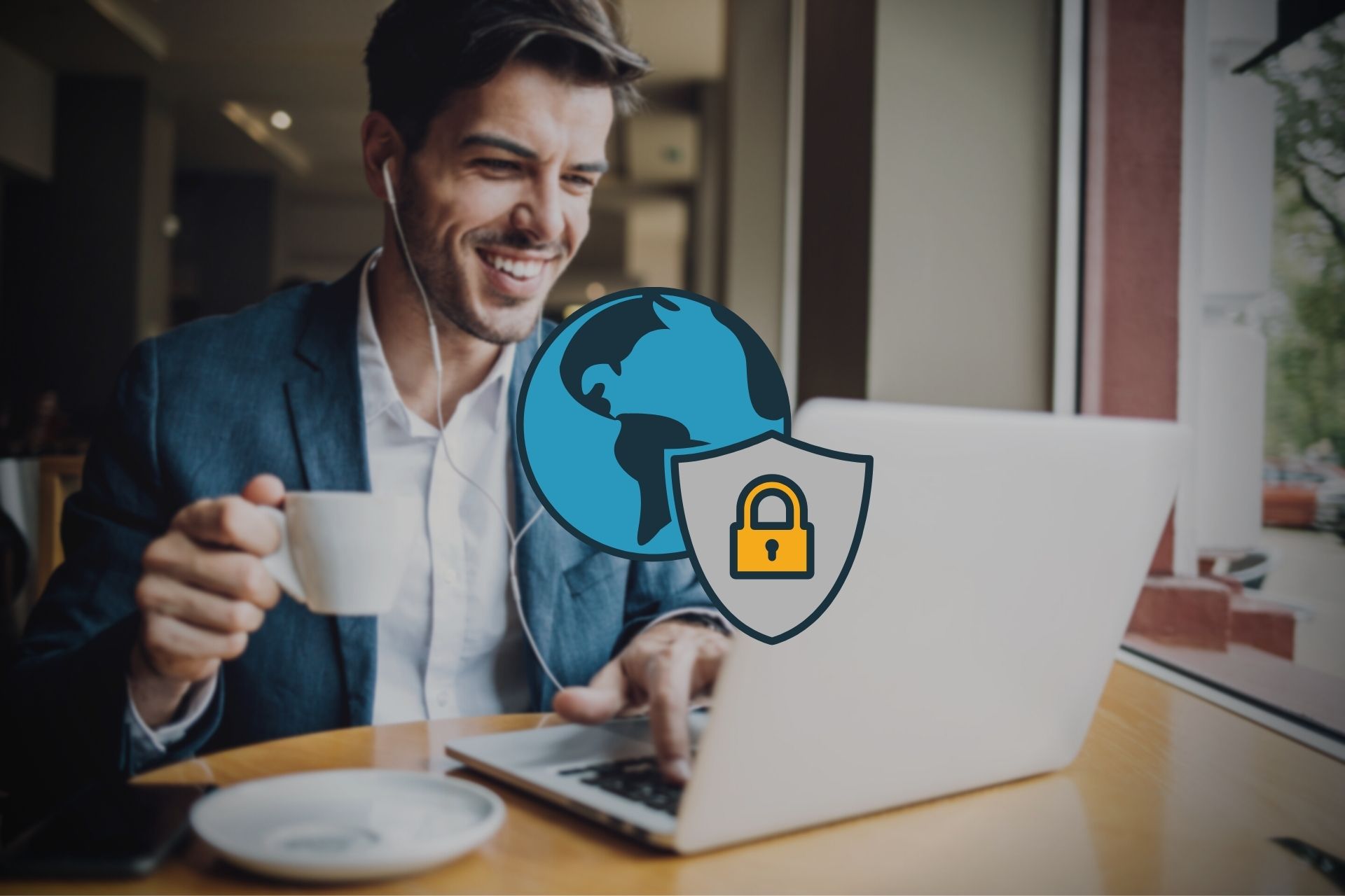 Finance professional using VPN on public Wi-Fi to secure financial data