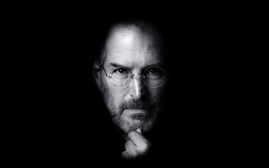 steve jobs black and white iconic image.