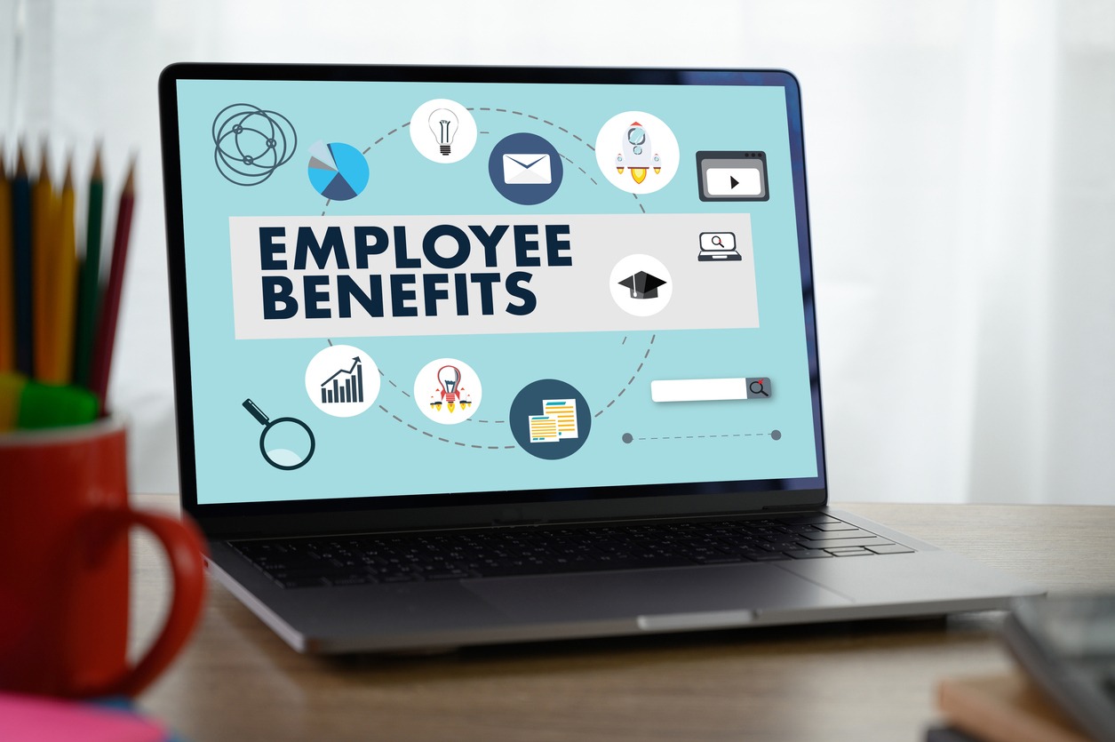 employee benefits man working on tablet technology communication