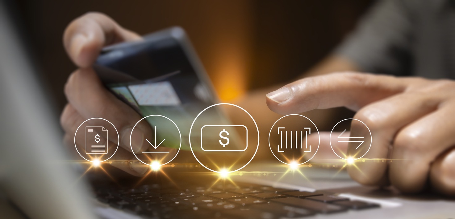 online shopping by credit card., e commerce concept of purchasing, buying, price list checking and order products on website. banking transaction.