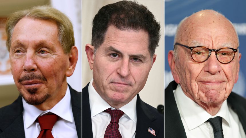 Composite image of Larry Ellison, Rupert Murdoch, and Michael Dell, the three businessmen reported to be exploring a TikTok acquisition.