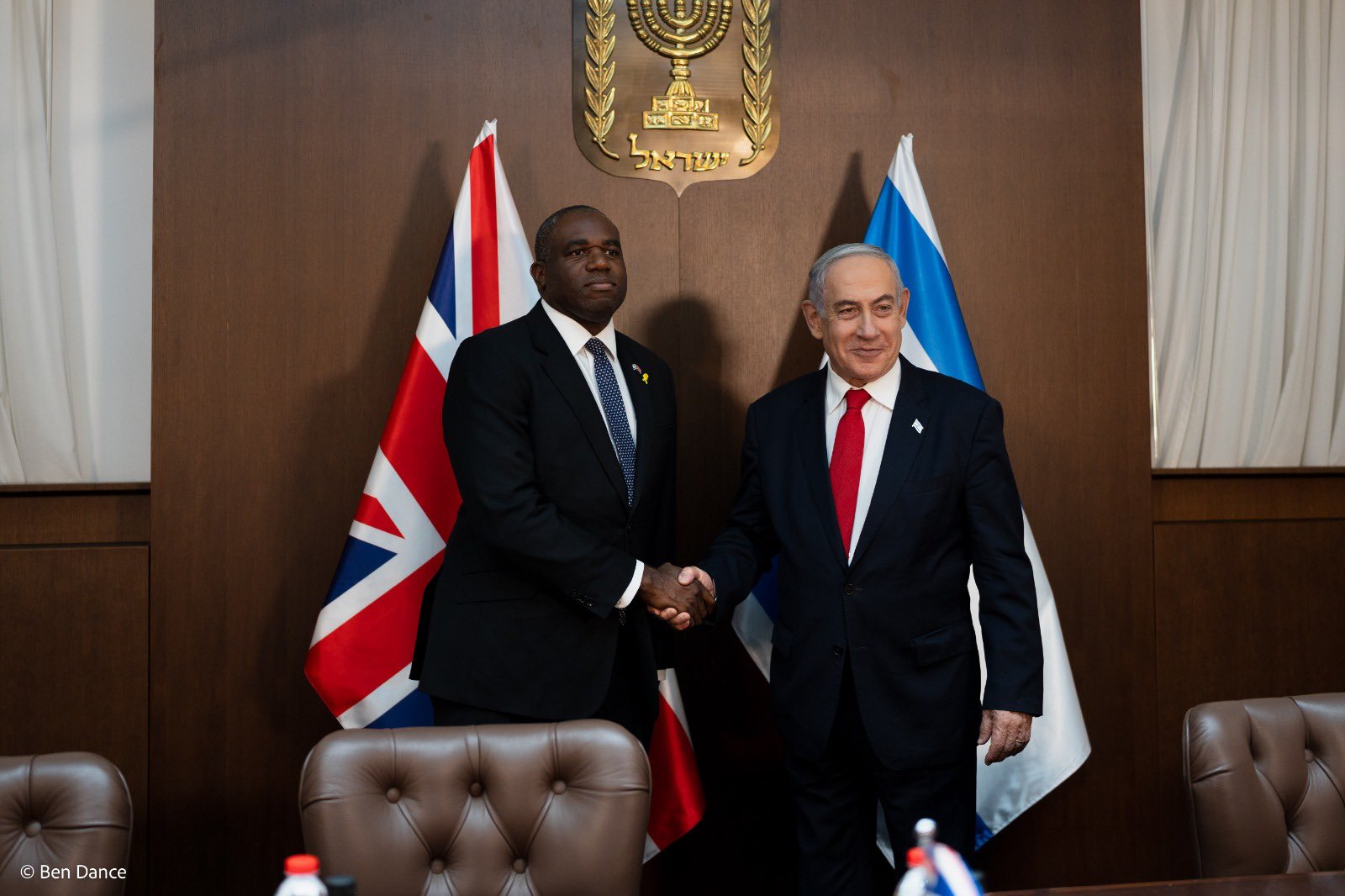 David Lammy standing with Israeli Prime Minister Benjamin Netanyahu.