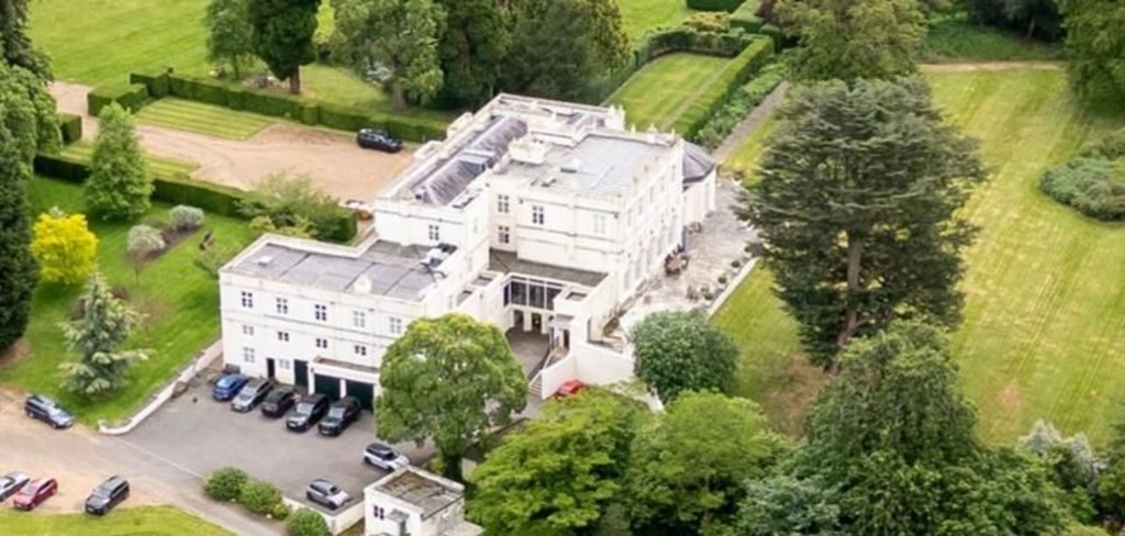 Aerial view of Royal Lodge in Windsor Great Park, the former residence of Prince Andrew before his eviction by order of King Charles III.